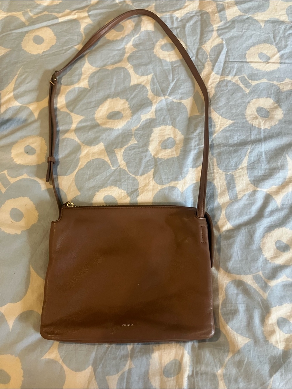 Vince Brown Leather Messenger Crossbody